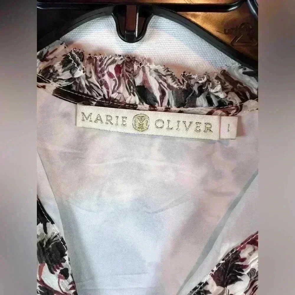 Marie Oliver Haley silk blend blouse size 1 (large)Ember Harvest ruffle flowy - Picture 3 of 9